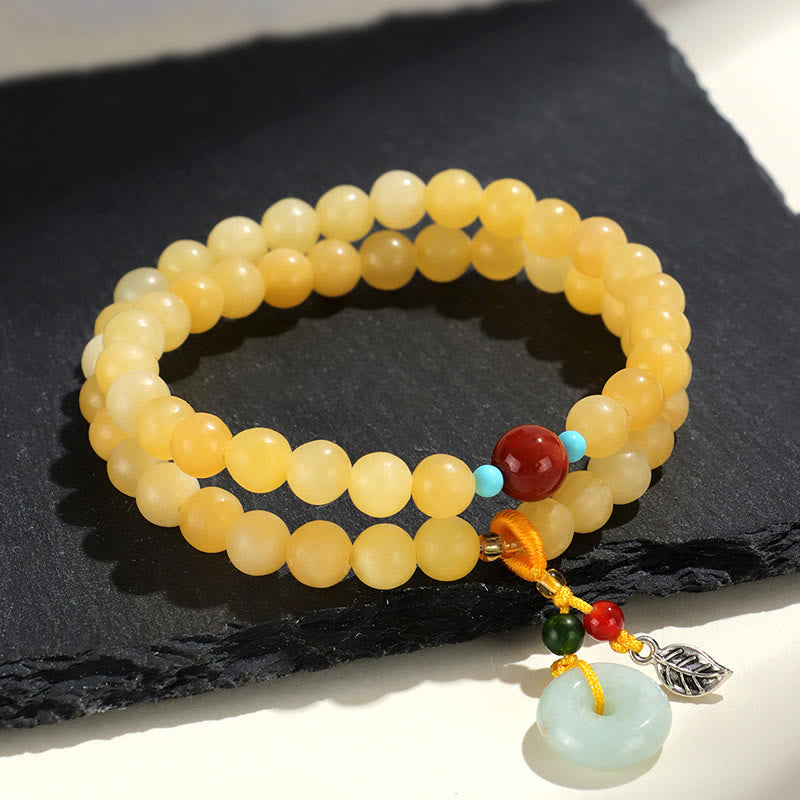 Bracelet de richesse à double tour avec boucle de paix en topaze et Buddha Stones - image 3