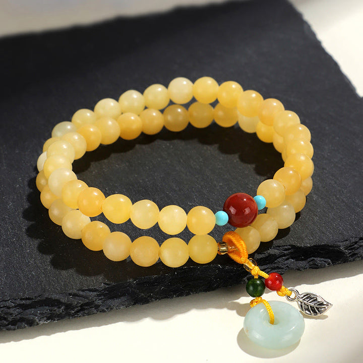Bracelet de richesse à double tour avec boucle de paix en topaze et Buddha Stones - image 3