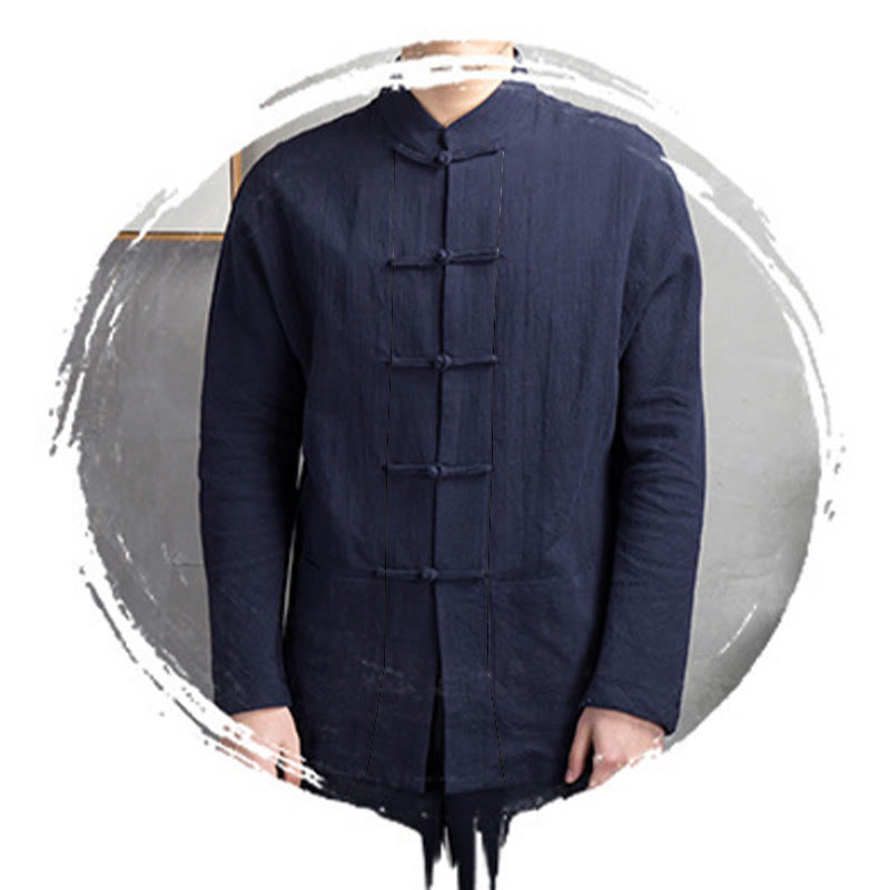 Chemise décontractée à boutons grenouille pour homme, couleur unie, motif Buddha Stones - image 12