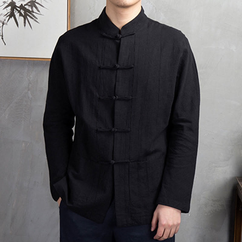Chemise décontractée à boutons grenouille pour homme, couleur unie, motif Buddha Stones - image 23