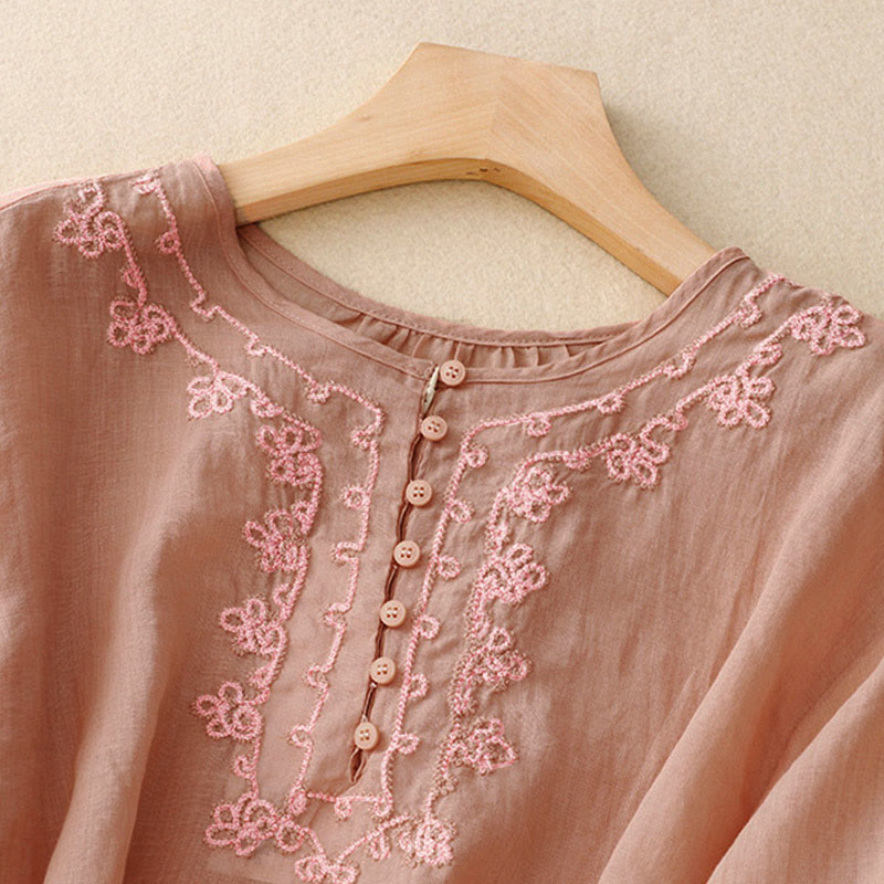 Chemise décontractée à manches mi-longues pour femme avec motif de grenouille et Buddha Stones - image 2