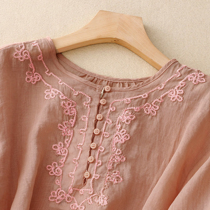 Chemise décontractée à manches mi-longues pour femme avec motif de grenouille et Buddha Stones - image 2