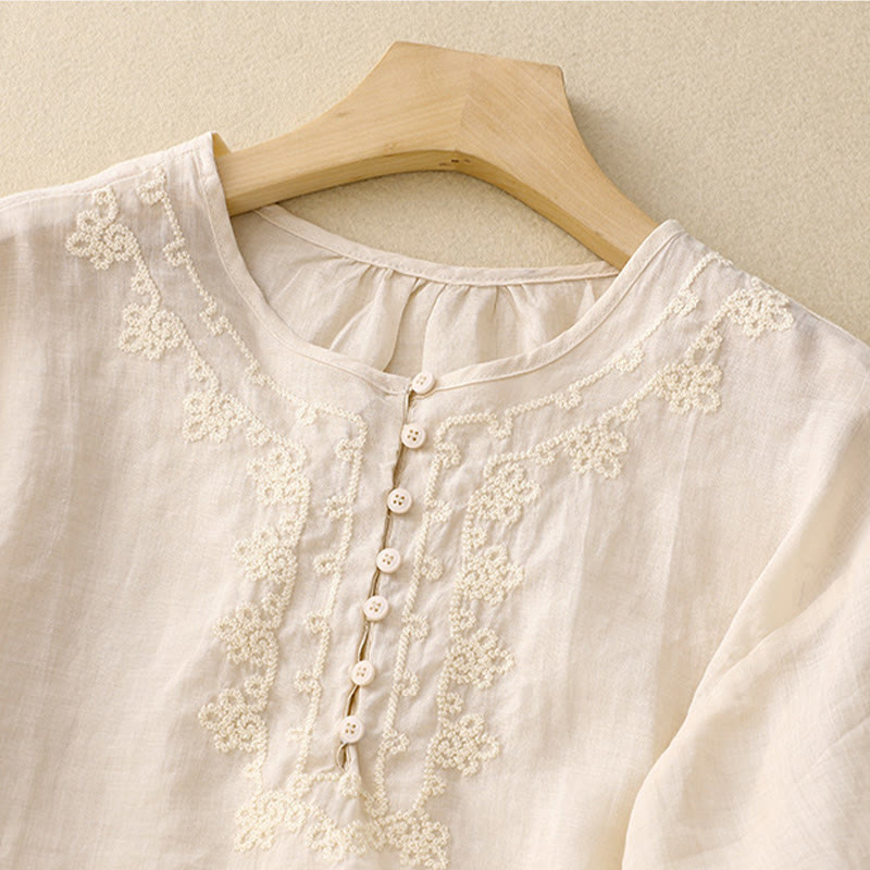 Chemise décontractée à manches mi-longues pour femme avec motif de grenouille et Buddha Stones - image 9