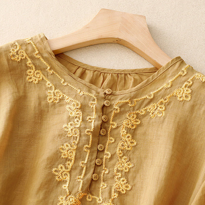 Chemise décontractée à manches mi-longues pour femme avec motif de grenouille et Buddha Stones - image 16