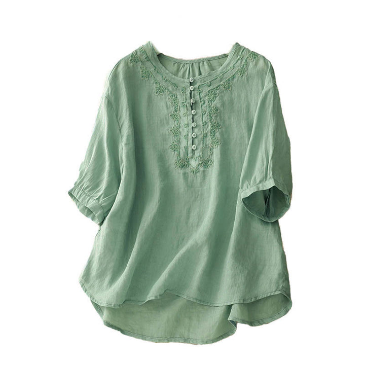 Chemise décontractée à manches mi-longues pour femme avec motif de grenouille et Buddha Stones - image 22