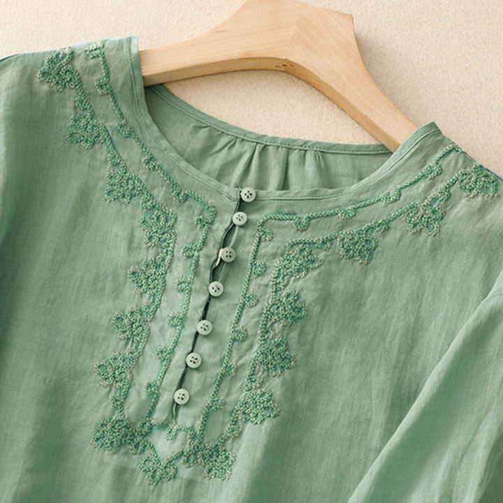 Chemise décontractée à manches mi-longues pour femme avec motif de grenouille et Buddha Stones - image 18