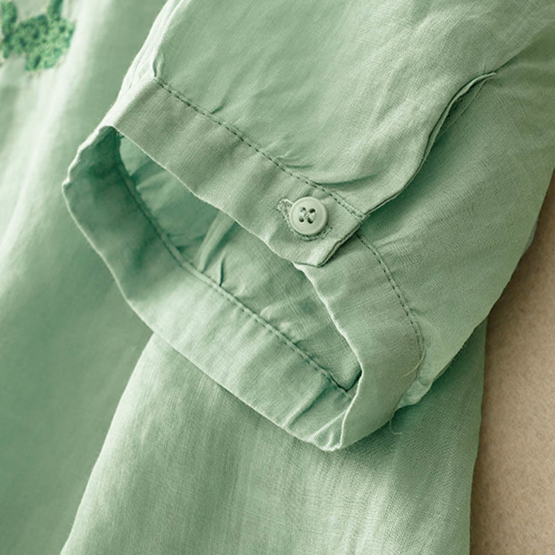 Chemise décontractée à manches mi-longues pour femme avec motif de grenouille et Buddha Stones - image 20