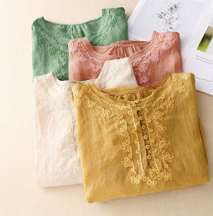 Chemise décontractée à manches mi-longues pour femme avec motif de grenouille et Buddha Stones - image 24