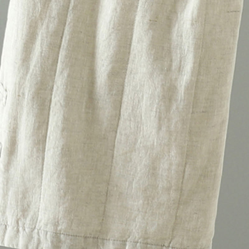 Pantalon large rembourré en coton pour femme avec poches et boutons de grenouille brodés Buddha Stones - image 8