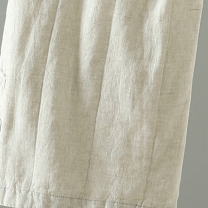 Pantalon large rembourré en coton pour femme avec poches et boutons de grenouille brodés Buddha Stones - image 8