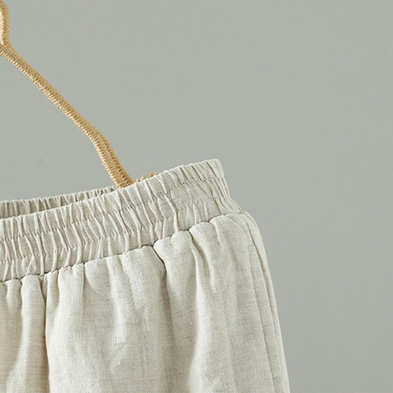 Pantalon large rembourré en coton pour femme avec poches et boutons de grenouille brodés Buddha Stones - image 9