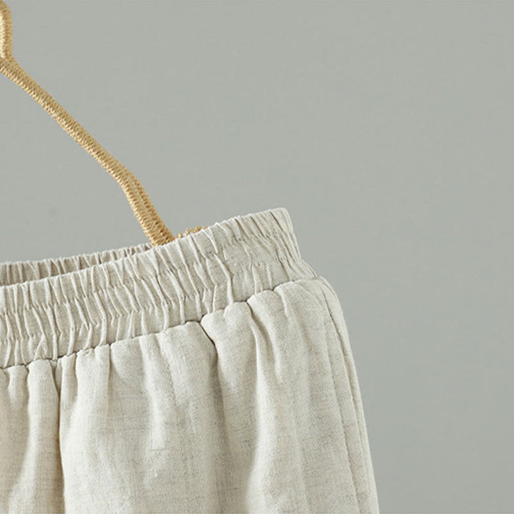 Pantalon large rembourré en coton pour femme avec poches et boutons de grenouille brodés Buddha Stones - image 9