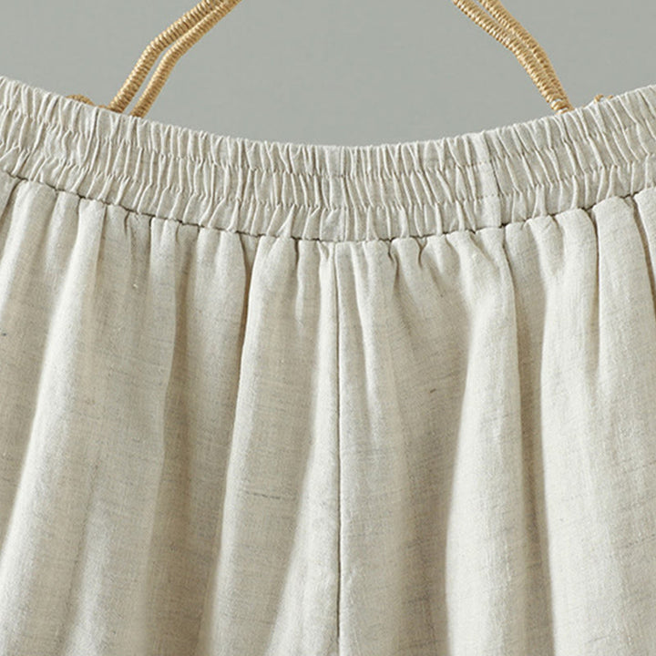 Pantalon large rembourré en coton pour femme avec poches et boutons de grenouille brodés Buddha Stones - image 16