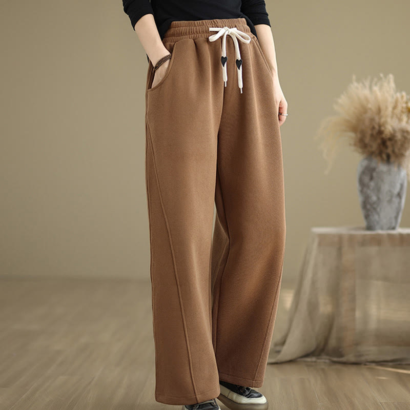 Pantalon large en coton uni avec cordon de serrage et poches pour femme Motif Buddha Stones - image 3