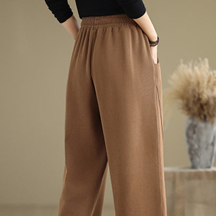 Pantalon large en coton uni avec cordon de serrage et poches pour femme Motif Buddha Stones - image 4