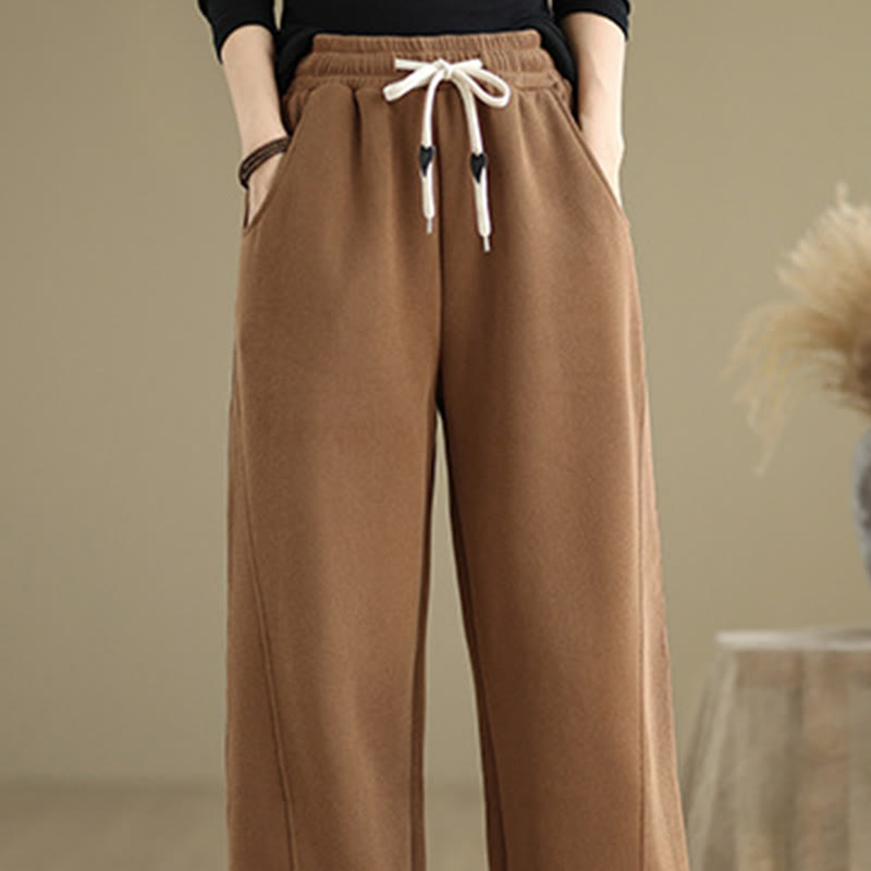 Pantalon large en coton uni avec cordon de serrage et poches pour femme Motif Buddha Stones - image 5