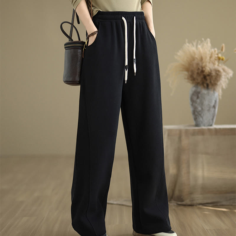 Pantalon large en coton uni avec cordon de serrage et poches pour femme Motif Buddha Stones - image 12