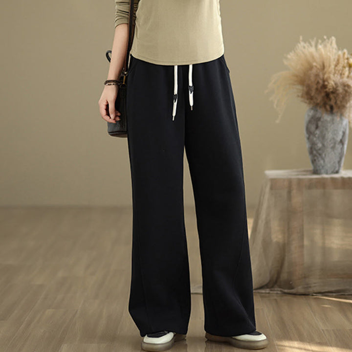 Pantalon large en coton uni avec cordon de serrage et poches pour femme Motif Buddha Stones - Noir - US8-10，UK/AU12-14，EU40-42 (2XL) - image 9