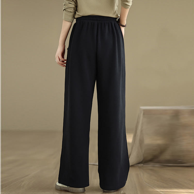 Pantalon large en coton uni avec cordon de serrage et poches pour femme Motif Buddha Stones - image 11