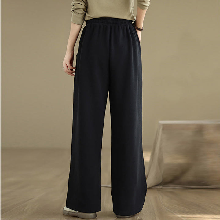 Pantalon large en coton uni avec cordon de serrage et poches pour femme Motif Buddha Stones - image 11