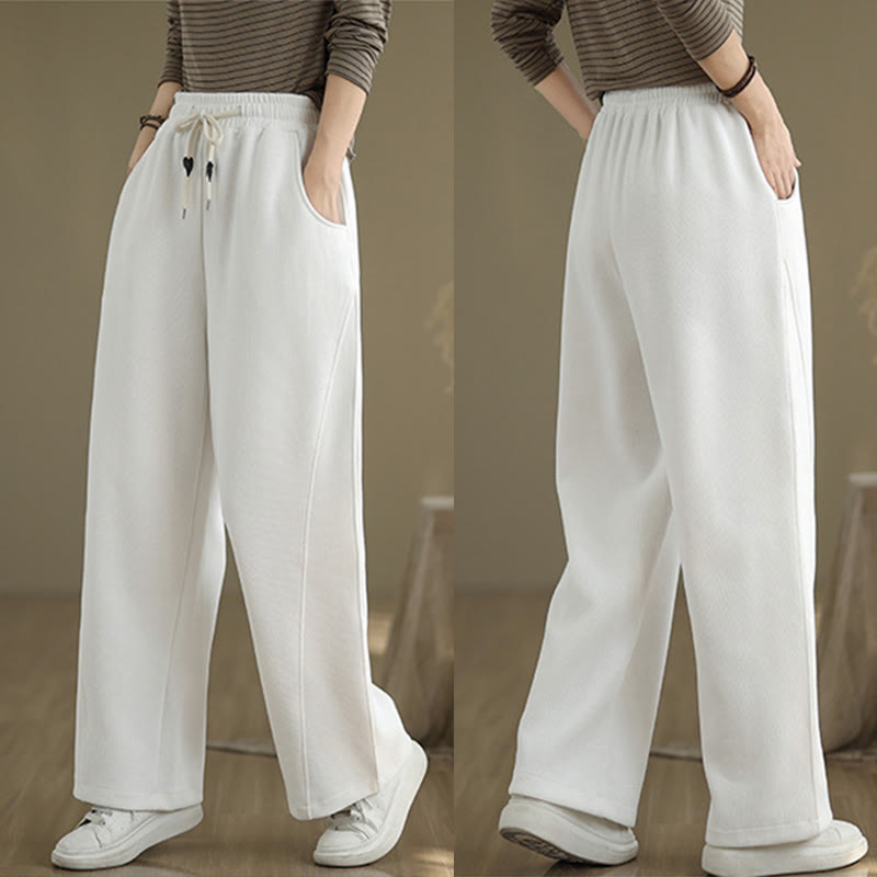 Pantalon large en coton uni avec cordon de serrage et poches pour femme Motif Buddha Stones - image 17