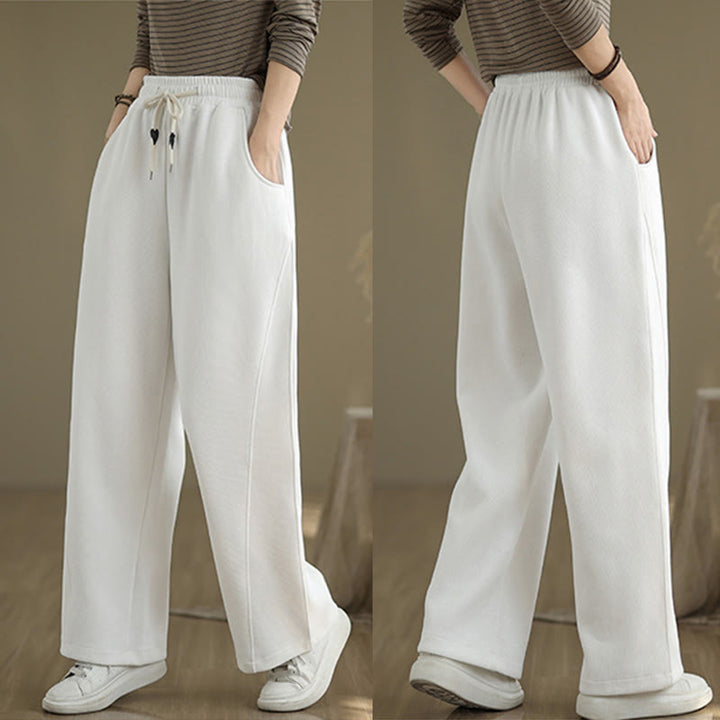 Pantalon large en coton uni avec cordon de serrage et poches pour femme Motif Buddha Stones - image 17