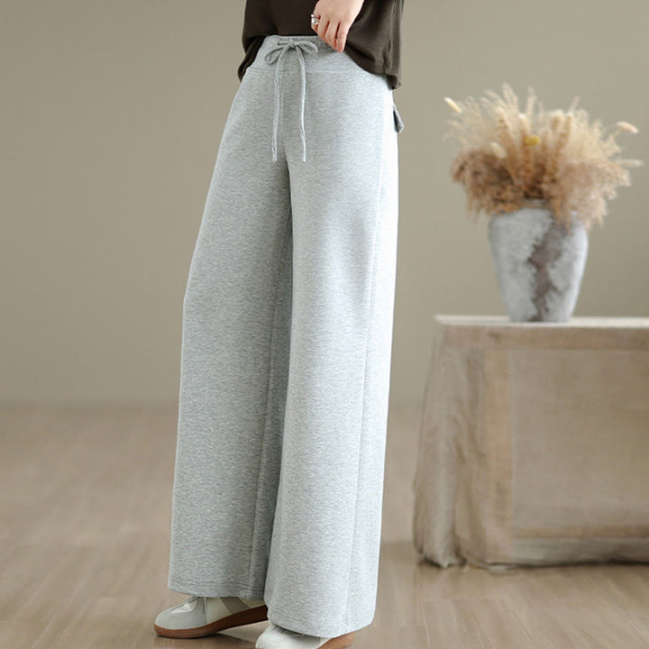 Pantalon large uni en coton et polyester avec cordon de serrage et poches pour femme Buddha Stones - image 10