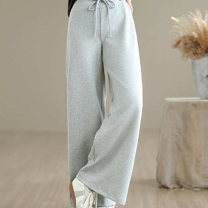 Pantalon large uni en coton et polyester avec cordon de serrage et poches pour femme Buddha Stones - image 12