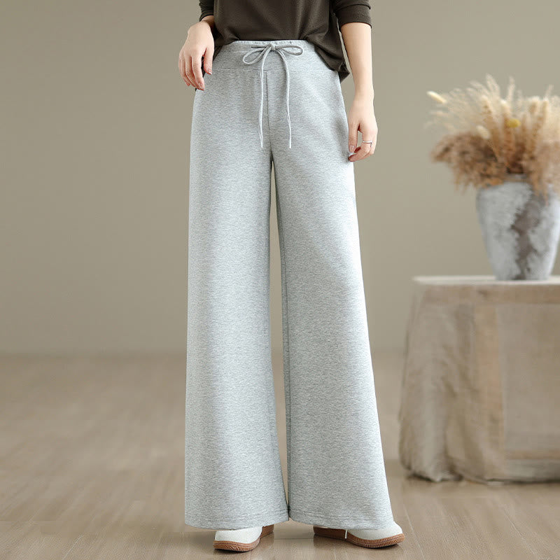Pantalon large uni en coton et polyester avec cordon de serrage et poches pour femme Buddha Stones - image 14