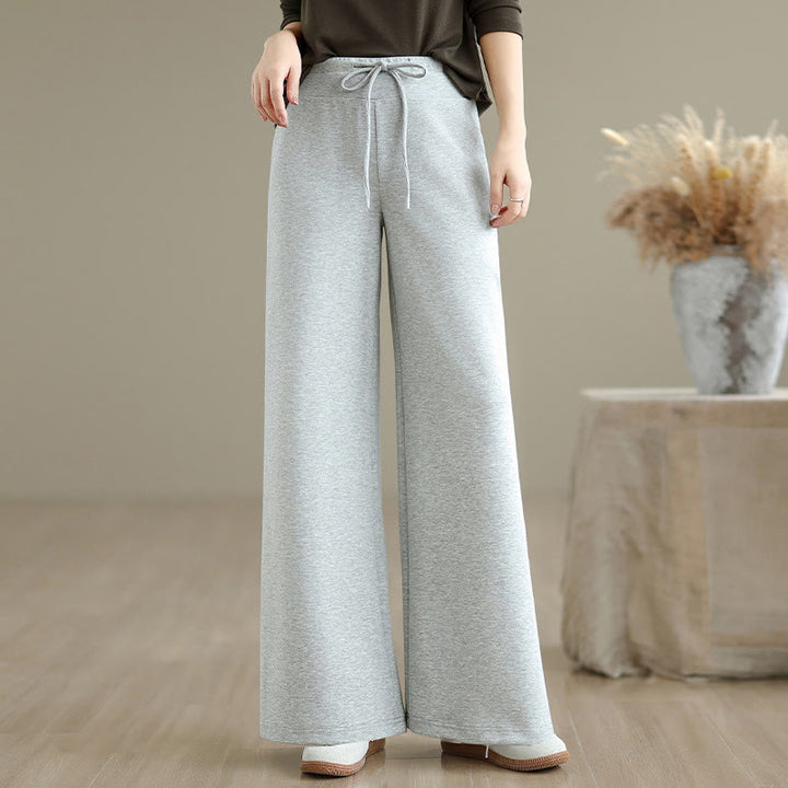 Pantalon large uni en coton et polyester avec cordon de serrage et poches pour femme Buddha Stones - image 14