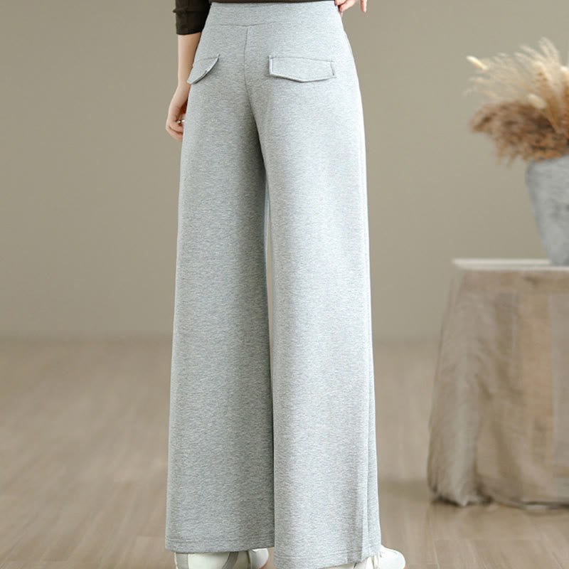 Pantalon large uni en coton et polyester avec cordon de serrage et poches pour femme Buddha Stones - image 13