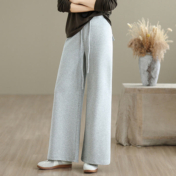 Pantalon large uni en coton et polyester avec cordon de serrage et poches pour femme Buddha Stones - image 11
