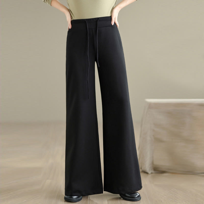 Pantalon large uni en coton et polyester avec cordon de serrage et poches pour femme Buddha Stones - Noir - US8-10，UK/AU12-14，EU40-42 (2XL) - image 15