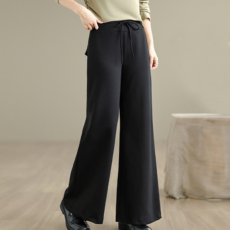 Pantalon large uni en coton et polyester avec cordon de serrage et poches pour femme Buddha Stones - image 17