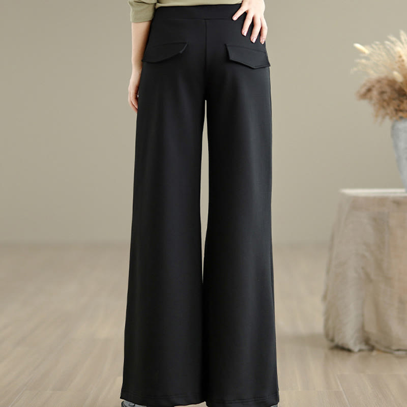 Pantalon large uni en coton et polyester avec cordon de serrage et poches pour femme Buddha Stones - image 18
