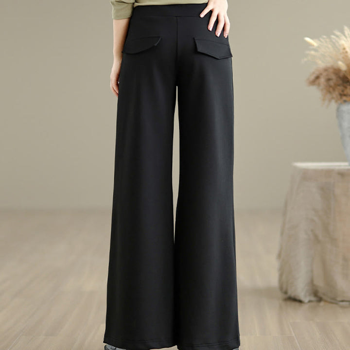 Pantalon large uni en coton et polyester avec cordon de serrage et poches pour femme Buddha Stones - image 18