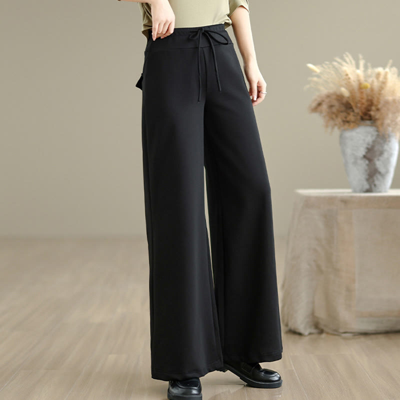 Pantalon large uni en coton et polyester avec cordon de serrage et poches pour femme Buddha Stones - image 16