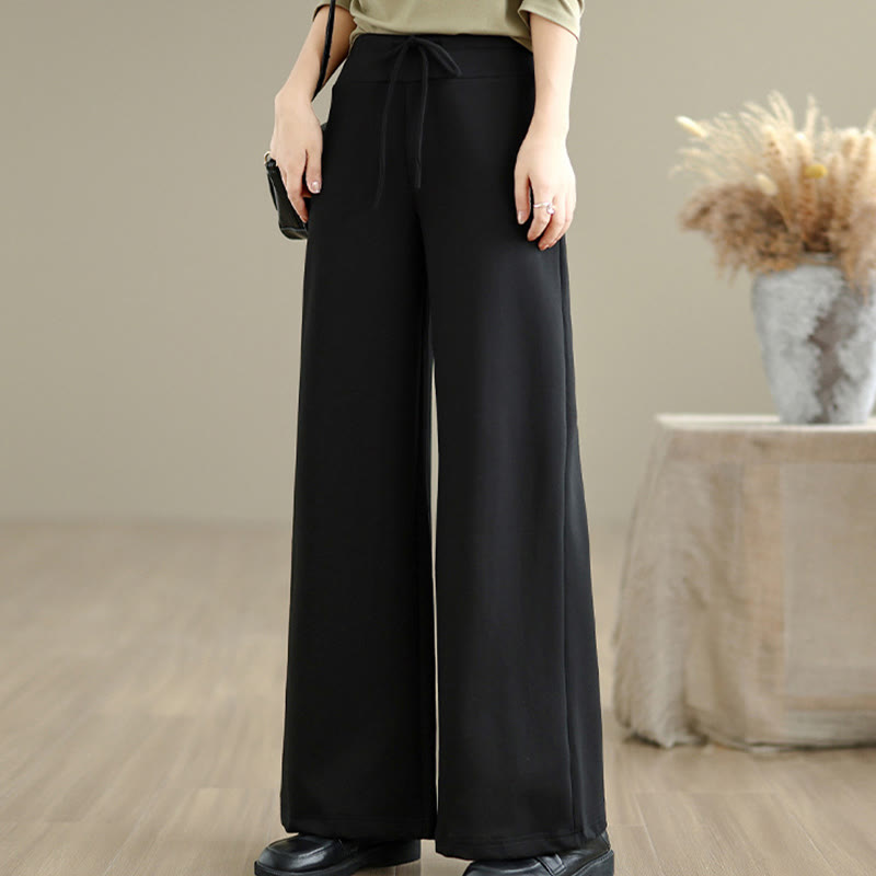 Pantalon large uni en coton et polyester avec cordon de serrage et poches pour femme Buddha Stones - image 19
