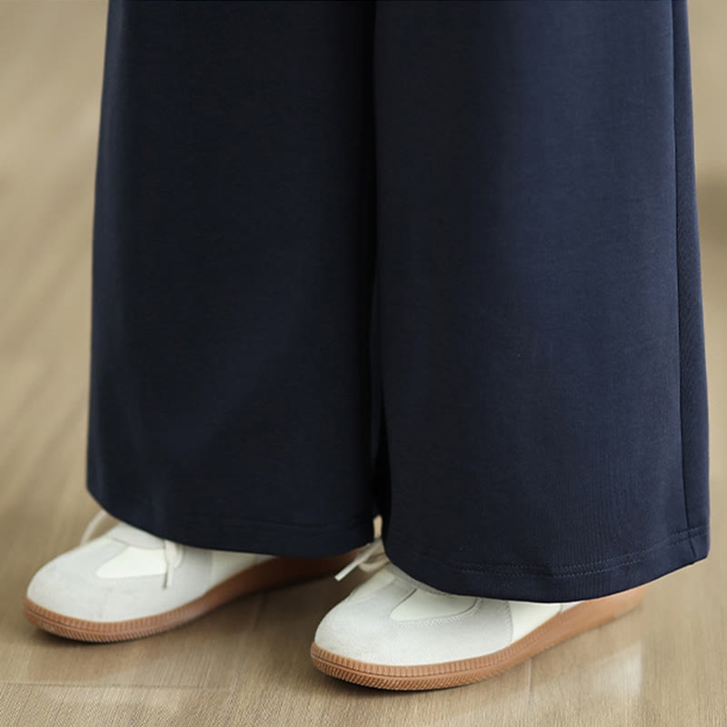 Pantalon large uni en coton et polyester avec cordon de serrage et poches pour femme Buddha Stones - image 8