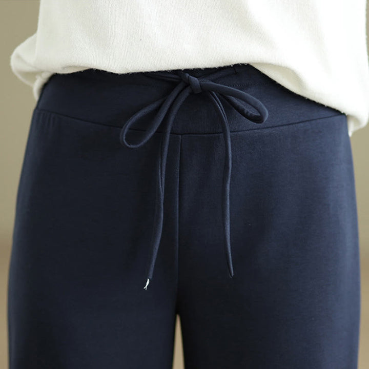 Pantalon large uni en coton et polyester avec cordon de serrage et poches pour femme Buddha Stones - image 7