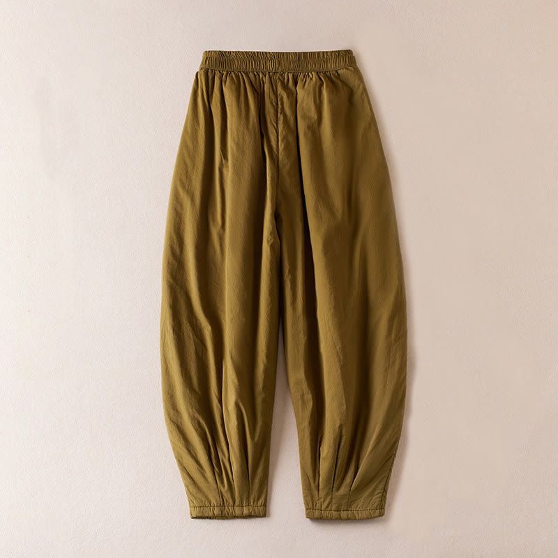 Pantalon harem épais pour femme, style uni, avec poches, de la Buddha Stones - image 2