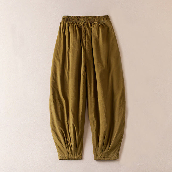 Pantalon harem épais pour femme, style uni, avec poches, de la Buddha Stones - image 2
