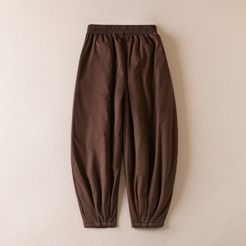 Pantalon harem épais pour femme, style uni, avec poches, de la Buddha Stones - image 9