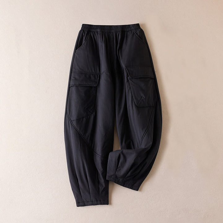 Pantalon sarouel épais en coton rembourré pour femme Buddha Stones avec poches - Noir - US8-10，UK/AU12-14，EU40-42 (2XL) - image 22