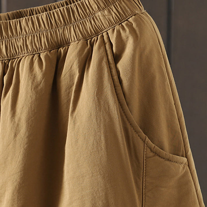 Pantalon sarouel en coton rembourré chaud et uni Buddha Stones pour femme avec poches - image 4