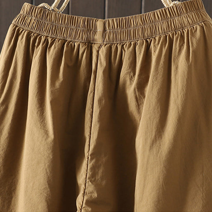 Pantalon sarouel en coton rembourré chaud et uni Buddha Stones pour femme avec poches - image 2