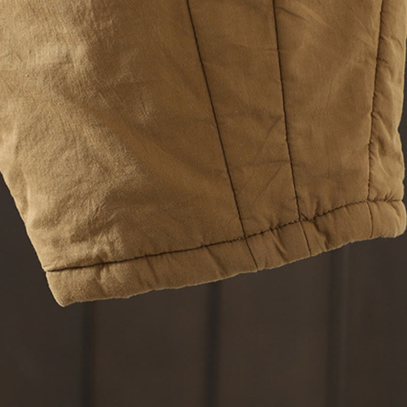 Pantalon sarouel en coton rembourré chaud et uni Buddha Stones pour femme avec poches - image 3