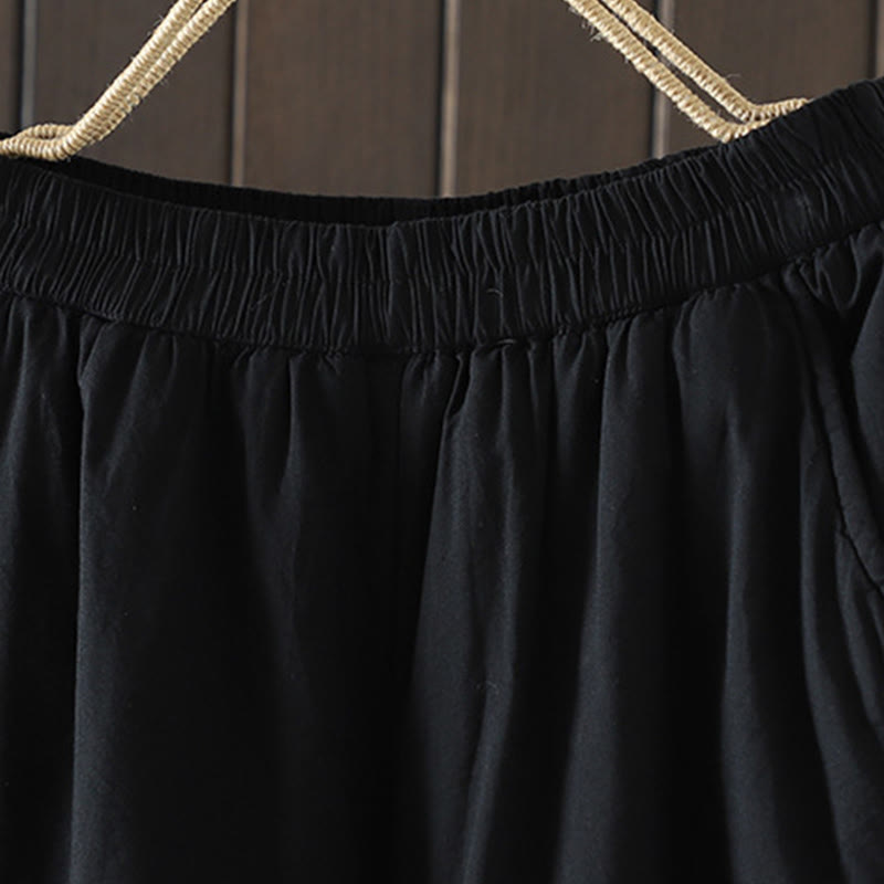 Pantalon sarouel en coton rembourré chaud et uni Buddha Stones pour femme avec poches - image 15