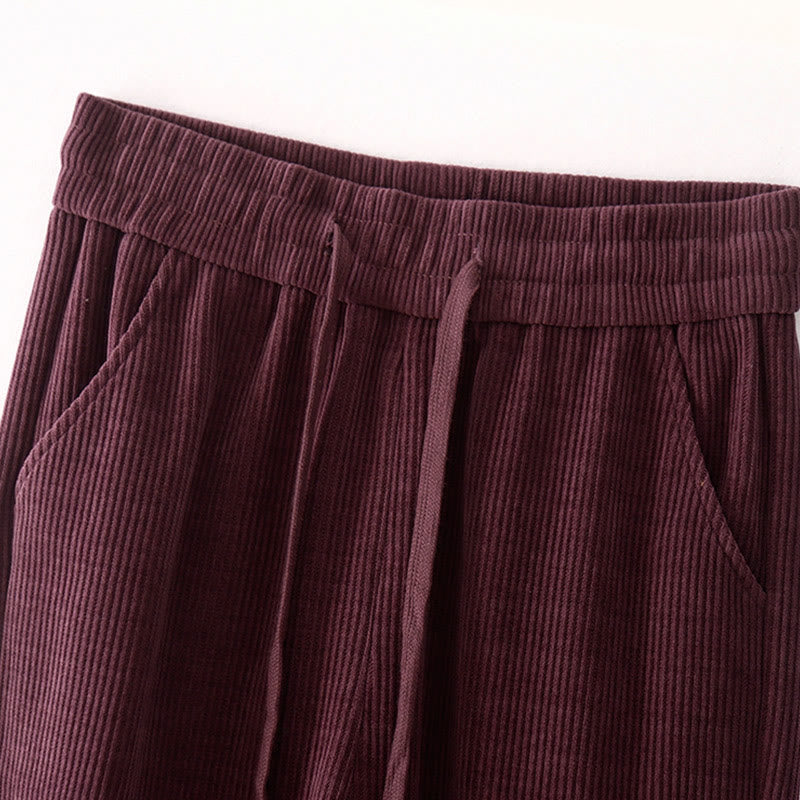 Pantalon décontracté en velours côtelé et coton rembourré pour femme Buddha Stones avec poches - image 14