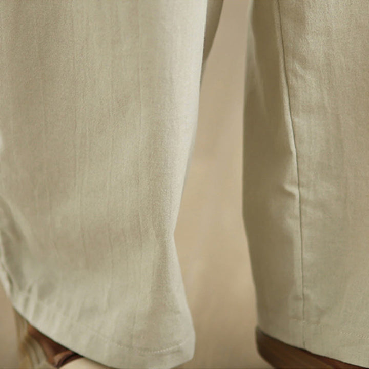 Pantalon décontracté en coton à jambes droites Buddha Stones pour femme avec poches - image 5